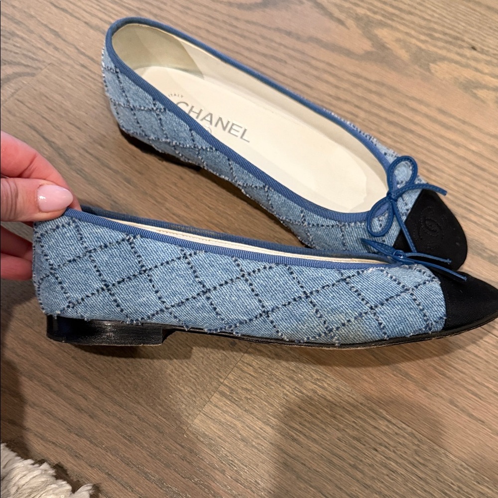 CHANEL Denim Quilted Ballet Flats - Picture 2 of 12